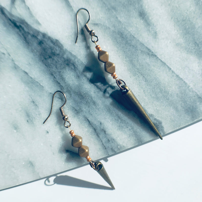 Jessie / Hand Crafted Bronze Drop Earrings - 7 + Stone - Seven and Stone - Earrings
